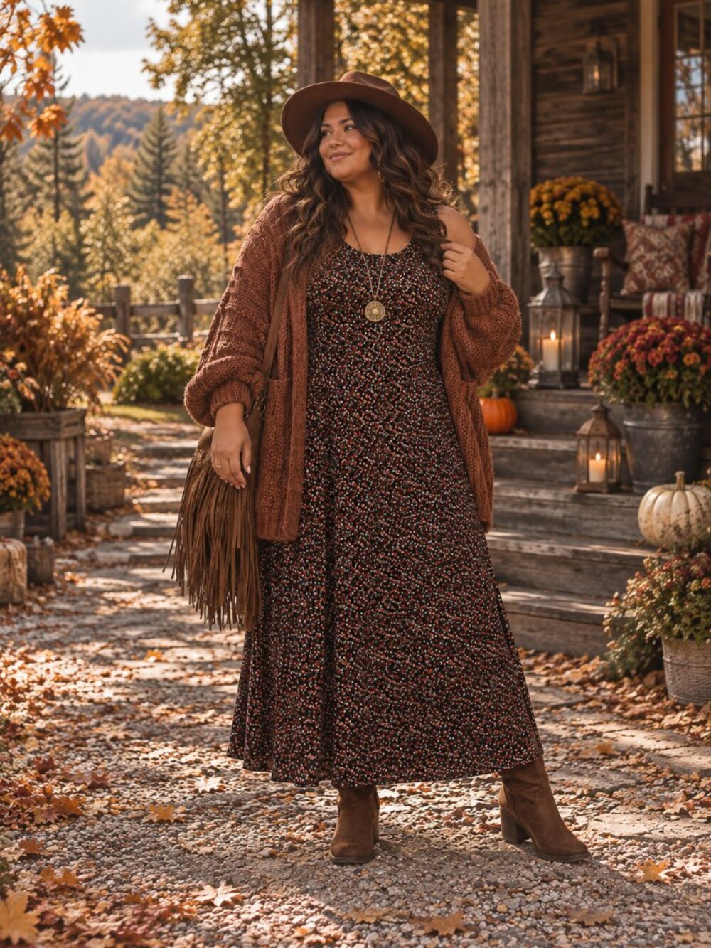 Vintage Black Ditsy Floral Sleeveless Midi Dress